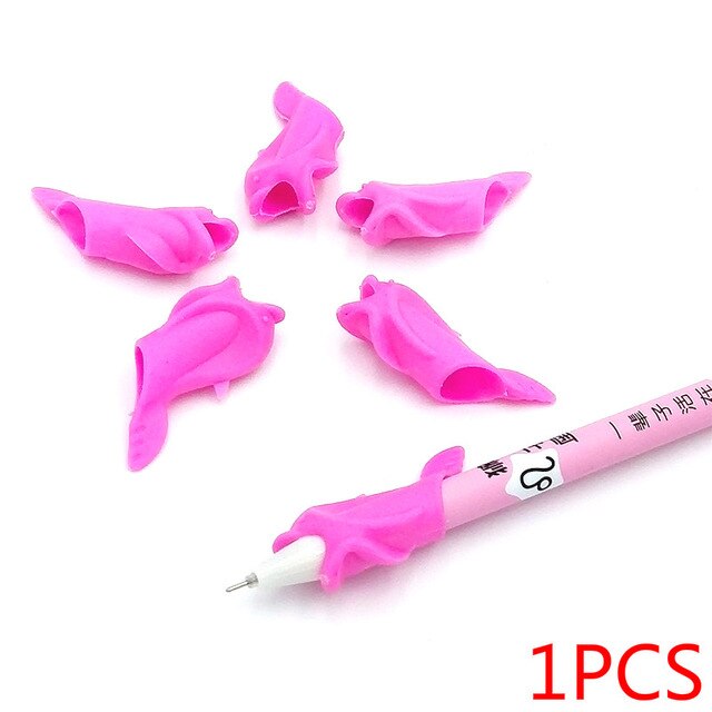 1 pièces étude dessin jouet Silicone dauphin poisson tenir crayon enfants créativité enfants étudiants crayon écriture protéger doigt jouet: Gris