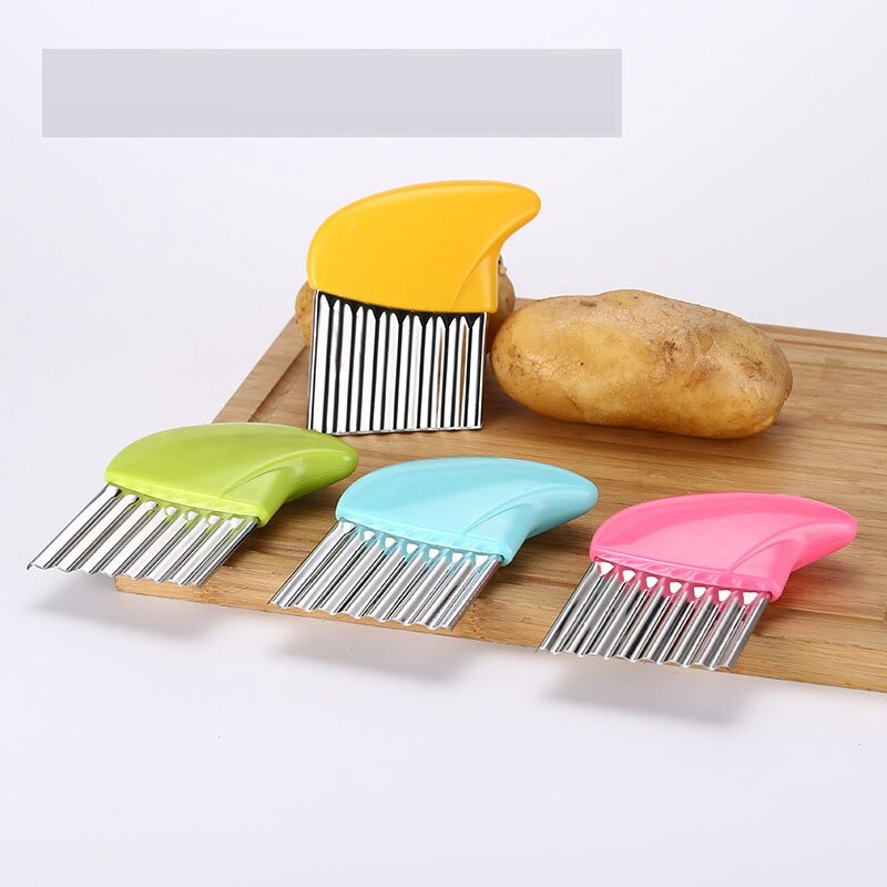 Potato Chip Slicer Crinkle Wavy French Fries Slicer Knife Potato Cutter Chopper French Fry Maker Slicer Stainless Steel Tools