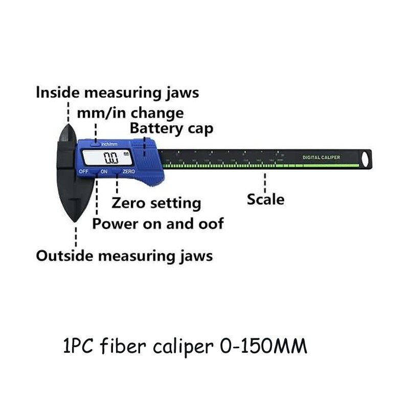 100mm 150mm Electronic Digital Caliper 6 Inch Carbon Fiber Vernier Caliper Gauge Micrometer Measuring Tool Digital Ruler: D Style