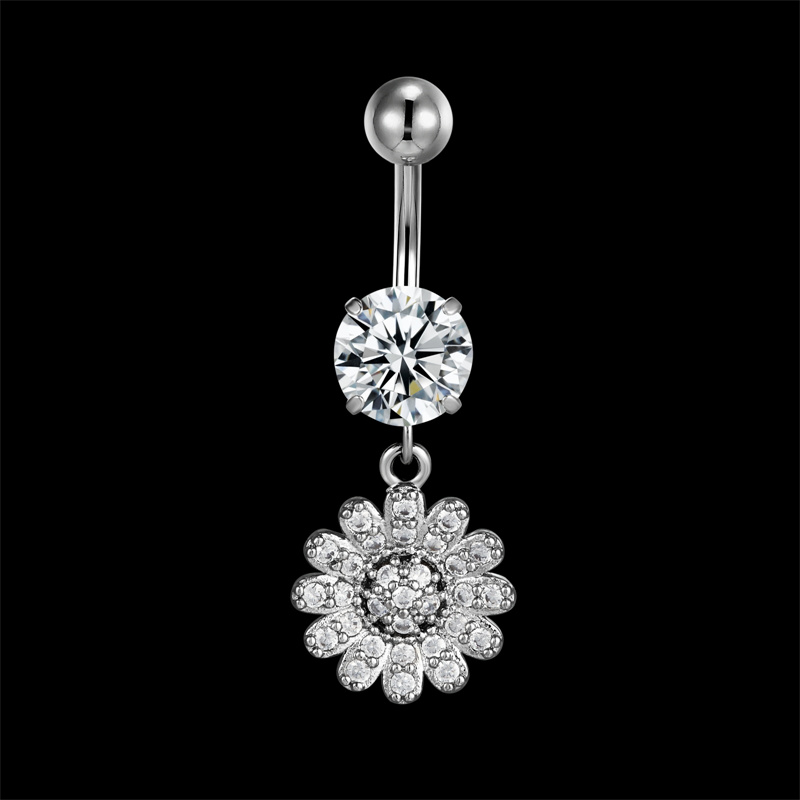 Anillo de botón de titanio hipoalergénico Chapado en plata para mujer, pendiente de ombligo, joyería para Piercing, 16G, 10mm, F136 piercing ombligo blanco pendientes de ombligo