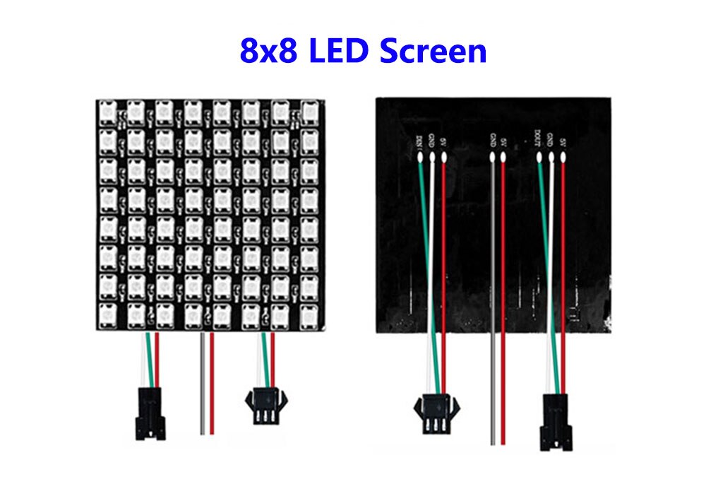 1~2PCS WS2812B 8X8 8x32 16x16 Pixel Panel Flexible Matrix Screen WS2812 IC RGB 5050 SMD Led Module Individually Addressable DC5V: green