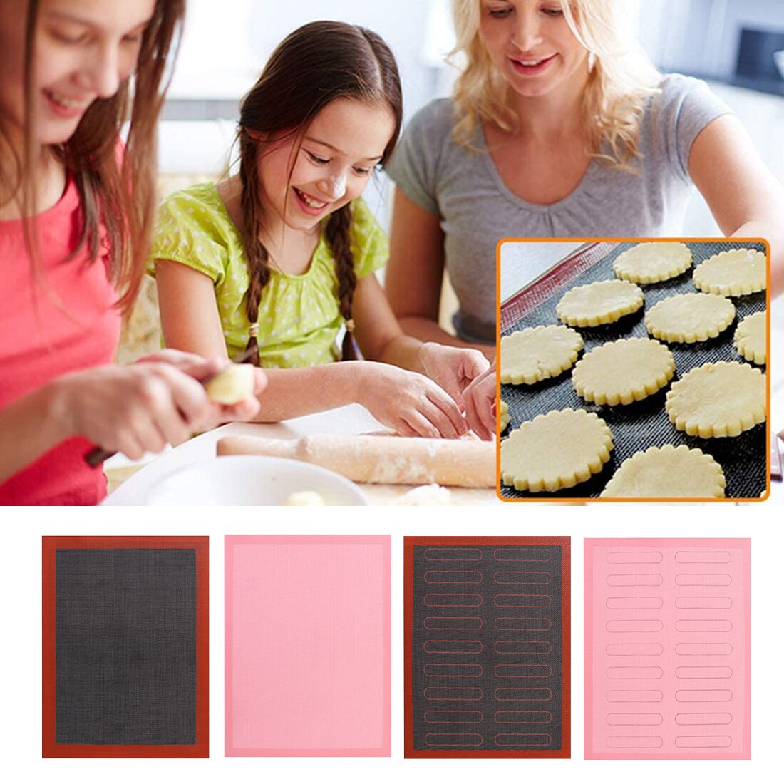 R tapis de cuisson pour Biscuit pain Biscuit bouffée Eclair perforé Silicone pâtisserie antiadhésive tapis outil résistant à la chaleur four feuille ligne