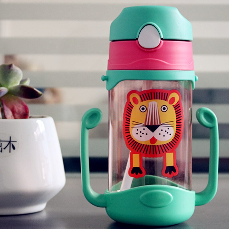 400ml kinderen leren drinkbekers, rietje, drinkfles, beker met handvat, schattige dubbele handgreep, kinderfles met water en sap: Groente