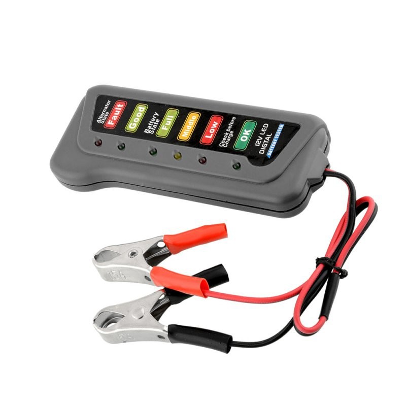 12V Battery Tester Car Battery Meter with Two Clips for Universal 12V Motorcycle Car