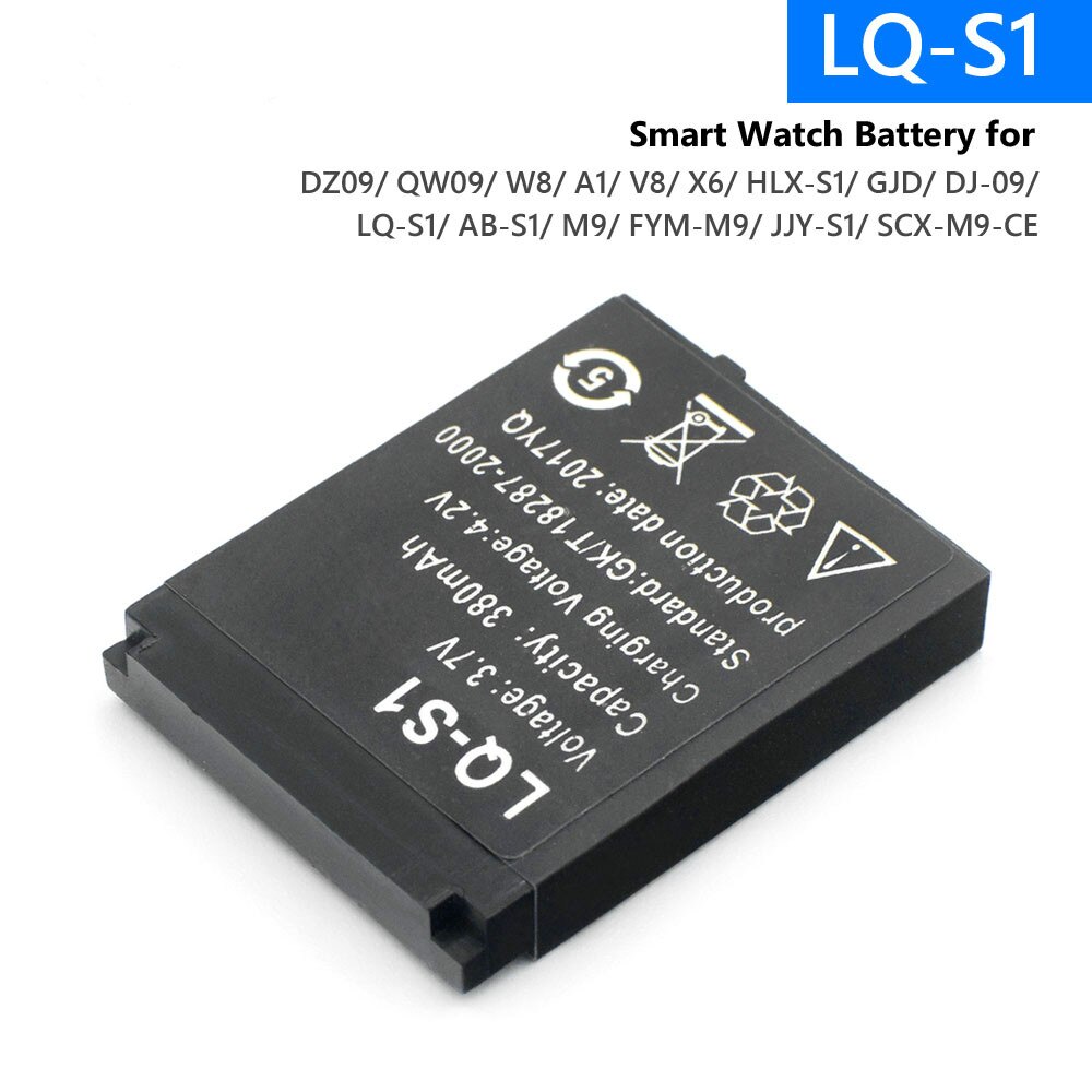 2 Stuks Duurzaam Smart Horloge Batterij LQ-S1 3.7V 380 Mah Lithium Oplaadbare Voor DZ09 W8