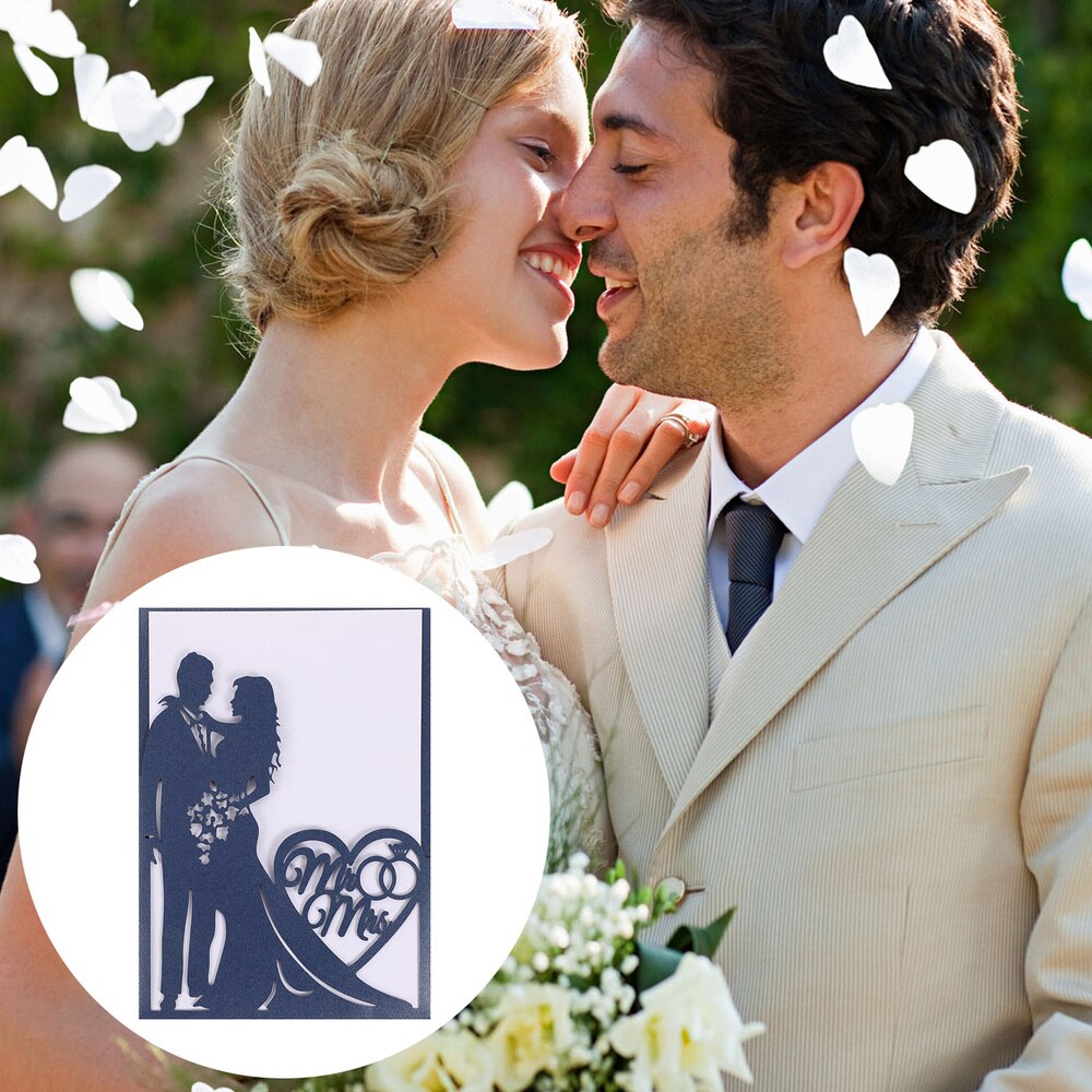 10pcs Wedding Invitations Bride Groom Lovely Paper Invitations Cards: Default Title