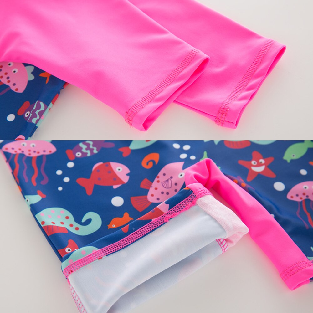 Summer Children Swimsuit Girl One-Piece Swimsuit Zipper Swim Cap Cartoon Kid Spring Swimsuit Beach Suit