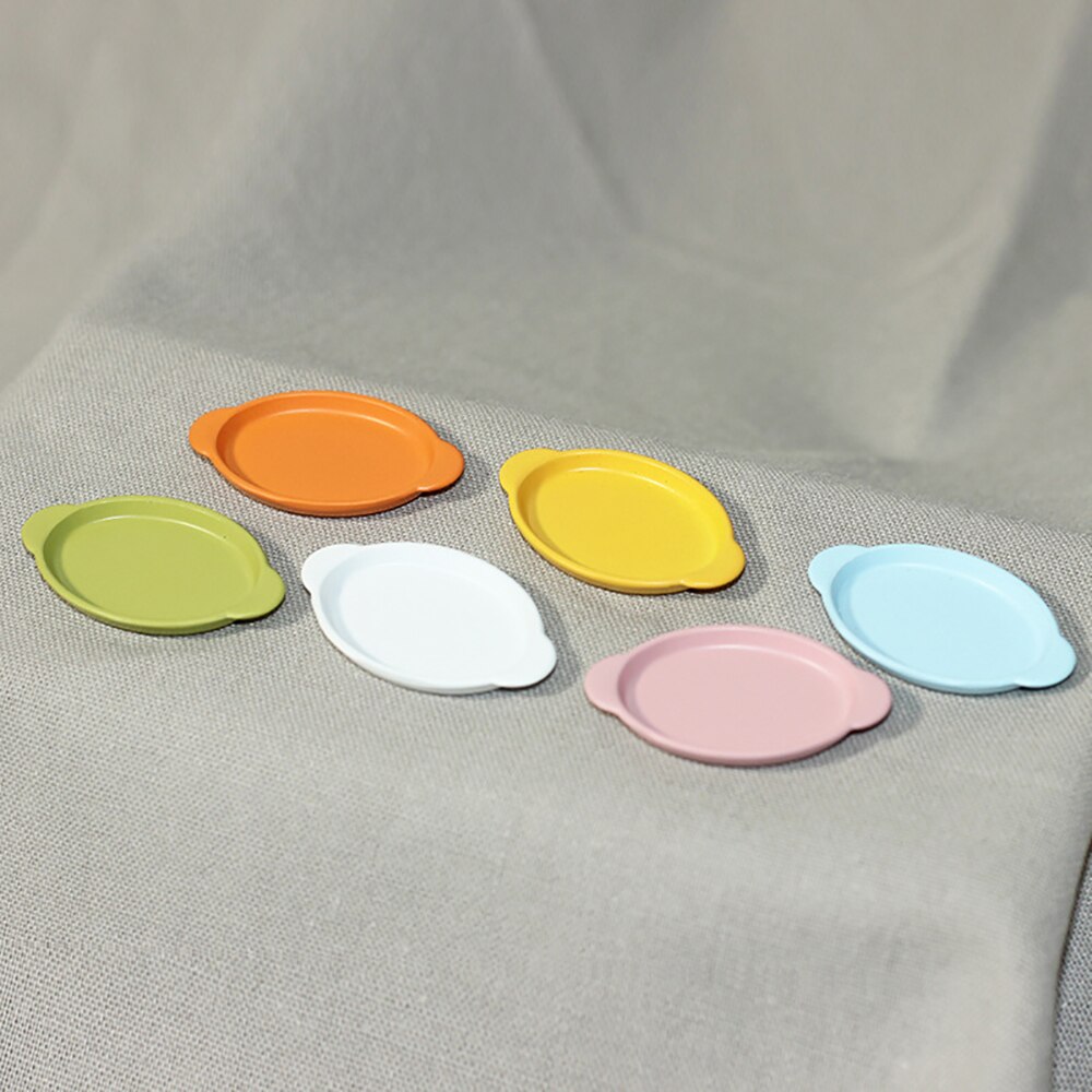 4Pcs 1/12 Dollhouse Miniature Accessories Mini Alloy Dish Model Simulation Plate Toys for Doll House Decoration
