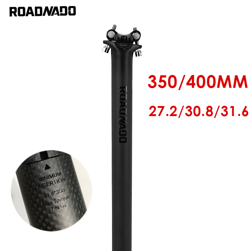 ROADNADO T800 Carbon MTB Seatpost Bicycle Seat Post 27.2/30.8/31.6*350/400mm Matte 3K Mountain Road Bike Seat Tube Cycling Parts