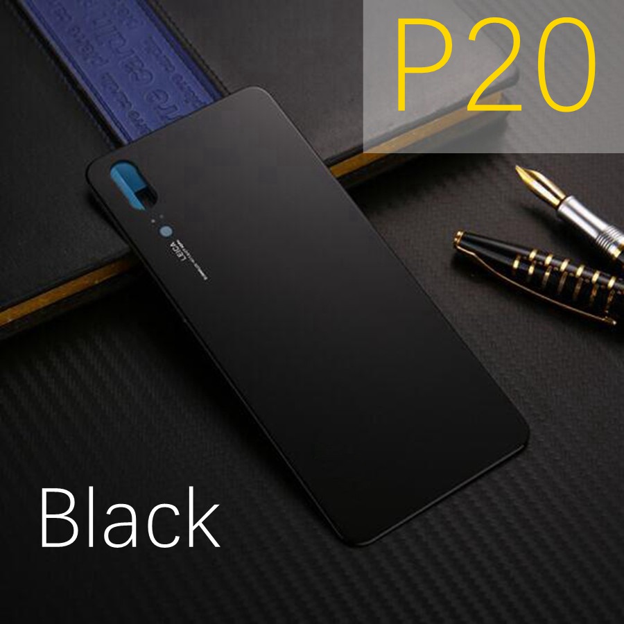 Back Glass Panel for Huawei P20 Pro Battery Cover nova 3e Rear Glass Door Housing Case For Huawei P20 Lite Battery Cover Replace: P20 Black