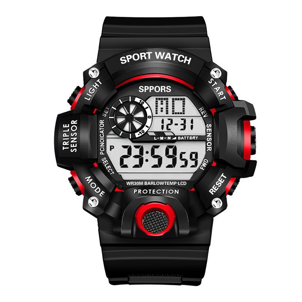 Reloj electrónico deportivo multifunción, pulsera con pantalla grande negra, calendario, alarma semanal, Neutral, # P2: D