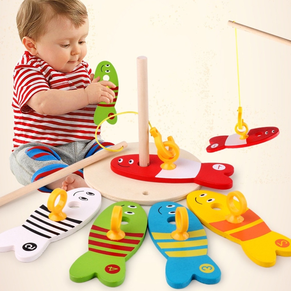 Houten Speelgoed Kleurrijke Vissen Game Digitale Kolom Baby Speelgoed voor Kinderen