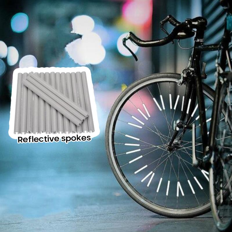 12 Stuks Fietswiel Reflecterende Buis Fiets Spaken Reflector Licht Strip Waarschuwing Tape Fiets Spoke Night Wielen Sticker