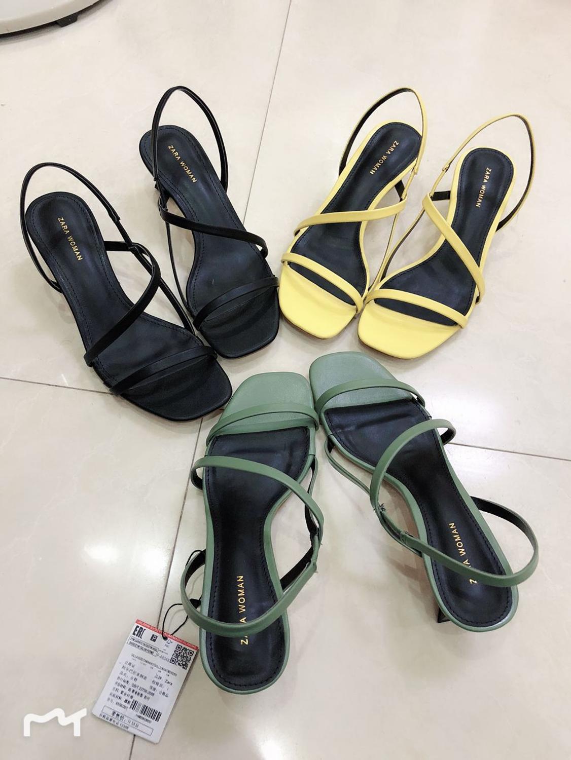 Samme sandal til kvinders grønne krydsbundne sommer med hæl firkantede tå damesko