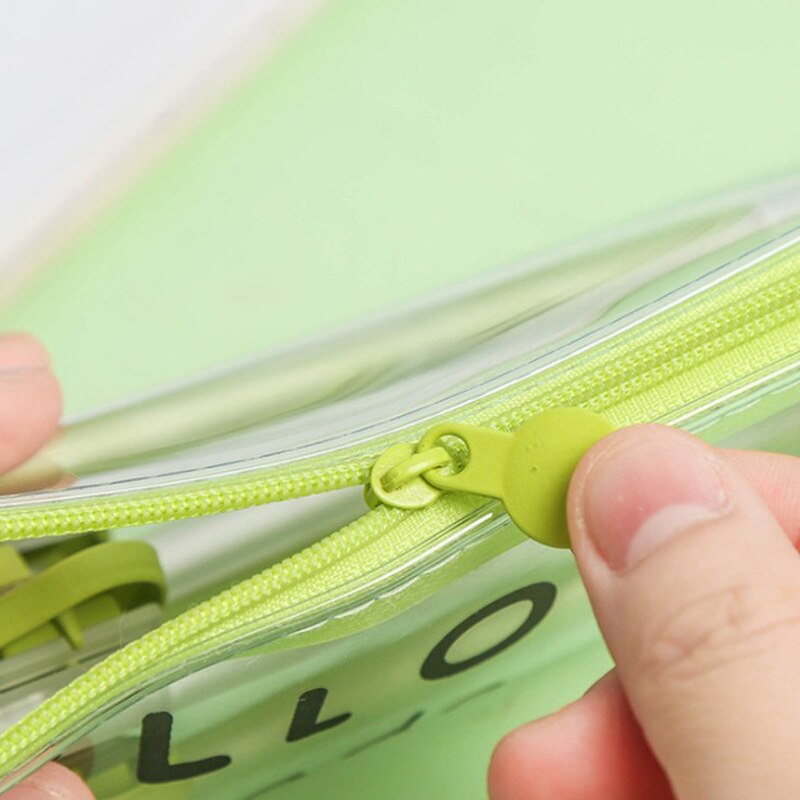 Söt kawaii tecknad avokado penna väska mini pvc transparent brevpapper förvaring för pojke flicka student skolmaterial