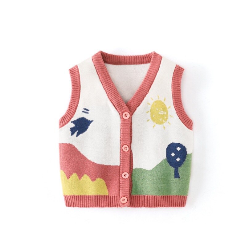 Geboren Baby Kniteed Vest Baby Vest Kids Jassen Voor Meisjes Jongens Kinderen Kleding Jas Mouwloos Vest Peuter Winter: PINK / 12m