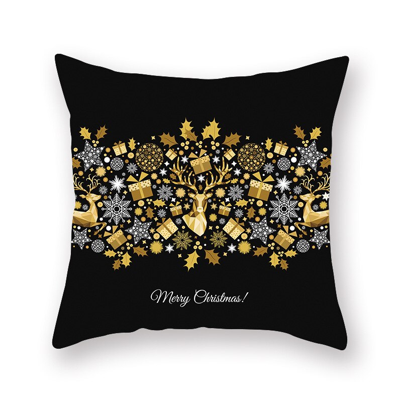45*45 cm Kerst Gouden Elanden Zwart Kussensloop Grens Gedrukt Perzik Kasjmier Kussensloop Kantoor Cover: a8