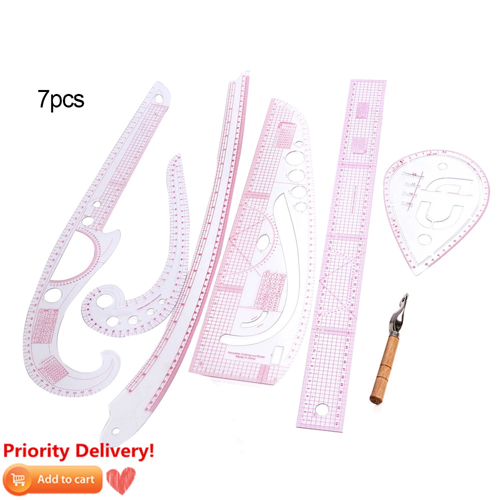 7pcs Sew Dressmaking Metric Ruler Set Multifunction Curve Tailor Ruler Sewing Tool DIY Apparel Sewing Tools & Accessory: 7Pcs