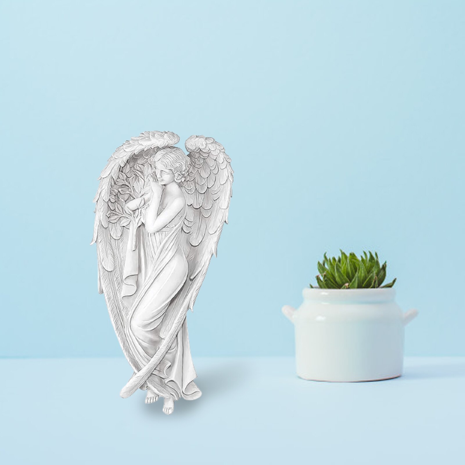 Guardian Angel Sculptuur Hars Ambachten Decoratie Woonkamer Studie Creatieve Standbeeld Ambachten Oude Woonaccessoires Gebed Angel