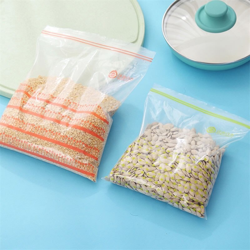 Plast stora tjocka blixtlås förvaringspåsar vakuumförslutare utrymmesbesparande påse ziplock gallon frysa mat smörgås förvaring köksredskap
