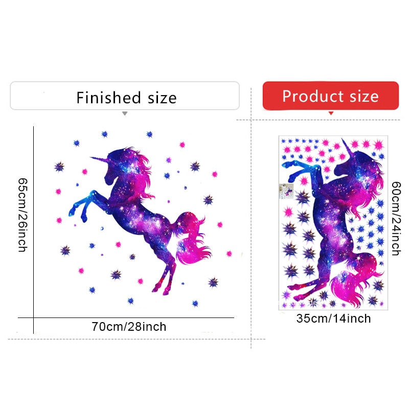 Shiny Unicorn Wall Stickers for Girls room Kids rooms Nursery Wall Decor Self-adhesive Vinyl PVC DIY Wall Decals Home Decoration