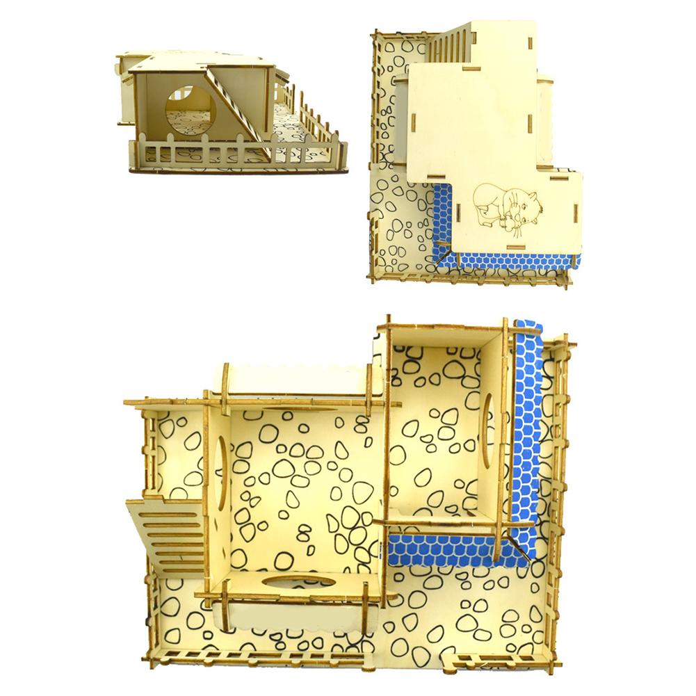 Cama para mascotas, casa para hámster, cabaña oculta, escaleras de doble planta para mascotas, túnel, patio de juegos de juguete para mascotas pequeñas