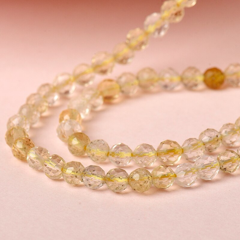 Pick grootte 3mm-2mm Touw transparante Kraal met Goud haar Crystal Losse kralen maken diy armbanden ketting