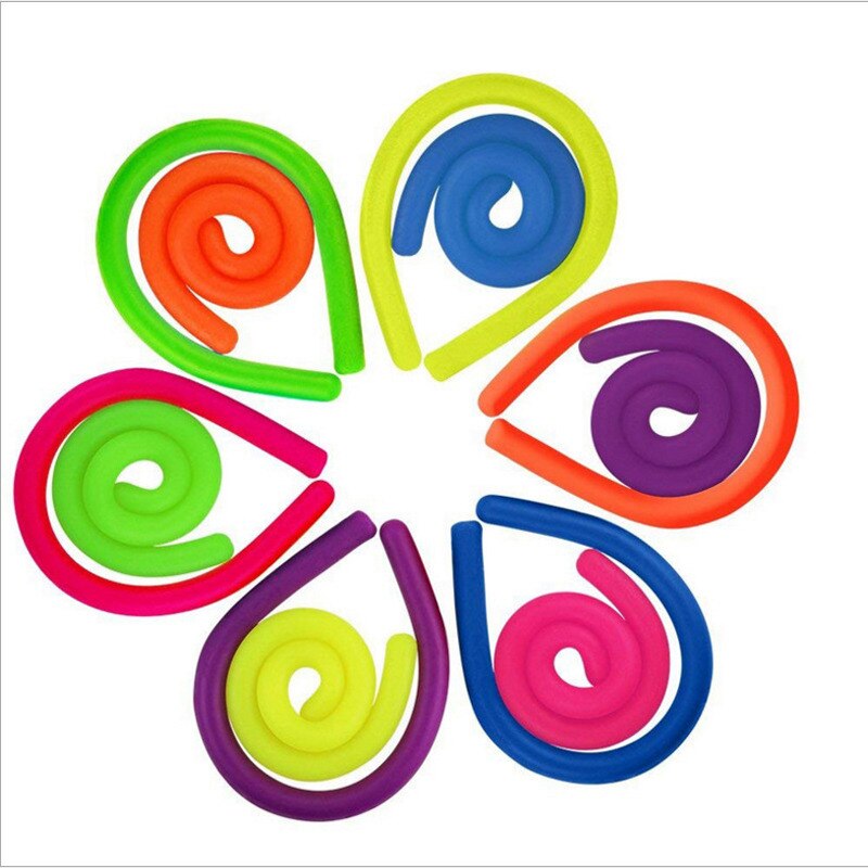 4Pcs Soft Rubber Sausage Noodle Elastic Rope Toys Stretch String Decompression Toy Stretchy Fidget Relief Stress Vent Toys