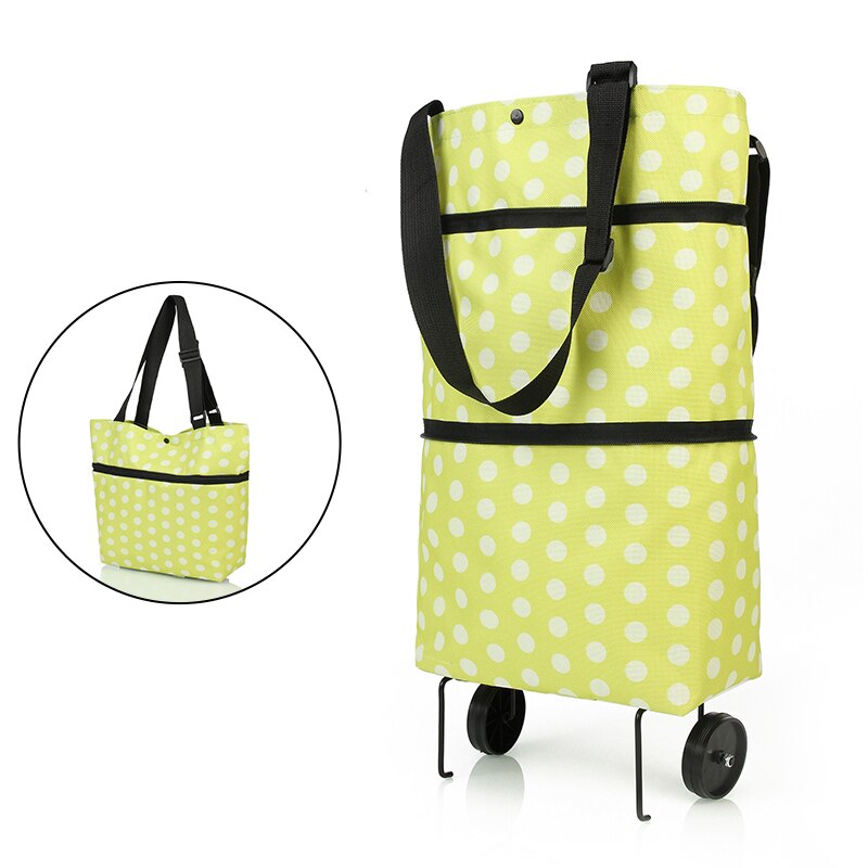 Bolso plegable con ruedas para compras, bolsa de comestibles reutilizable, organizador de alimentos y verduras: Z1611A