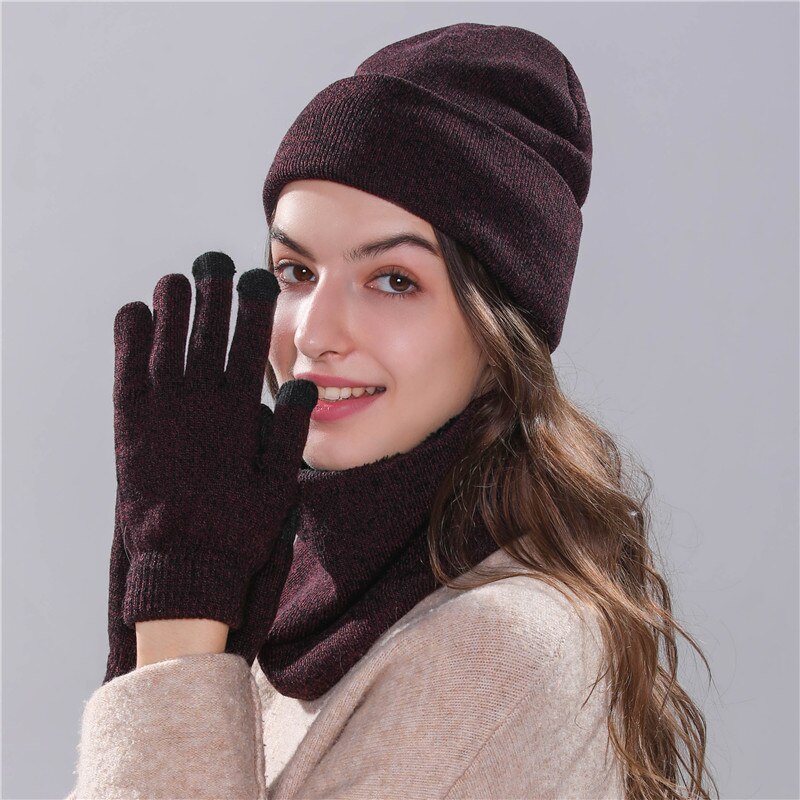Xthree invierno bufanda sombrero guante de chica de las mujeres sombrero de sombrero invierno barato tapa