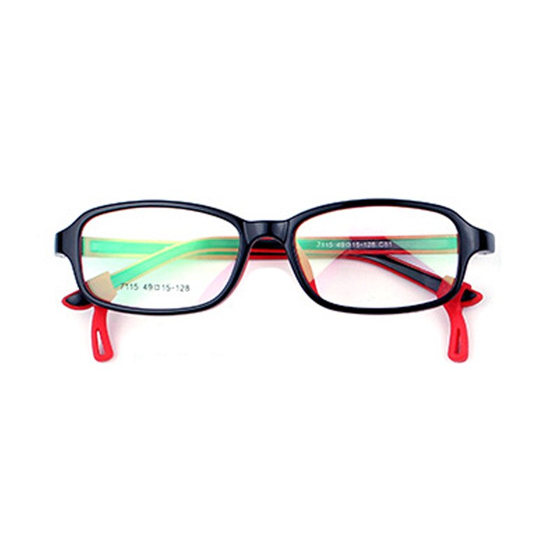Eyeoomu børnebriller  tr90 silikone optisk ramme til børn med gummi ærme dreng sport pige nærsynethed hyperopi fleksible briller: Sort rød