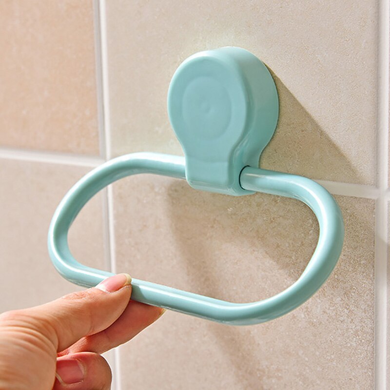 Toallero de Estilo Redondo de plástico montado en la pared, soporte para colgar, organizador, colgador para baño, cocina, armario: Azul