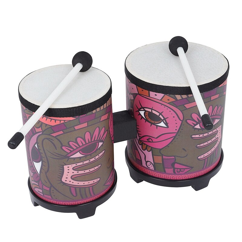 2 in 1 kinderpercussie bongo drums congo met drumstokken percussie klein speelgoed voor vroege educatie: Default Title
