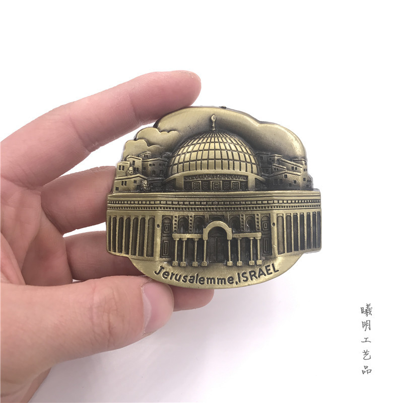 Imanes magnéticos de Metal para nevera, edificios icónicos del mundo turístico por recuerdos del país, imán de decoraciones para refrigerador, decoraciones para el hogar: Gris oscuro