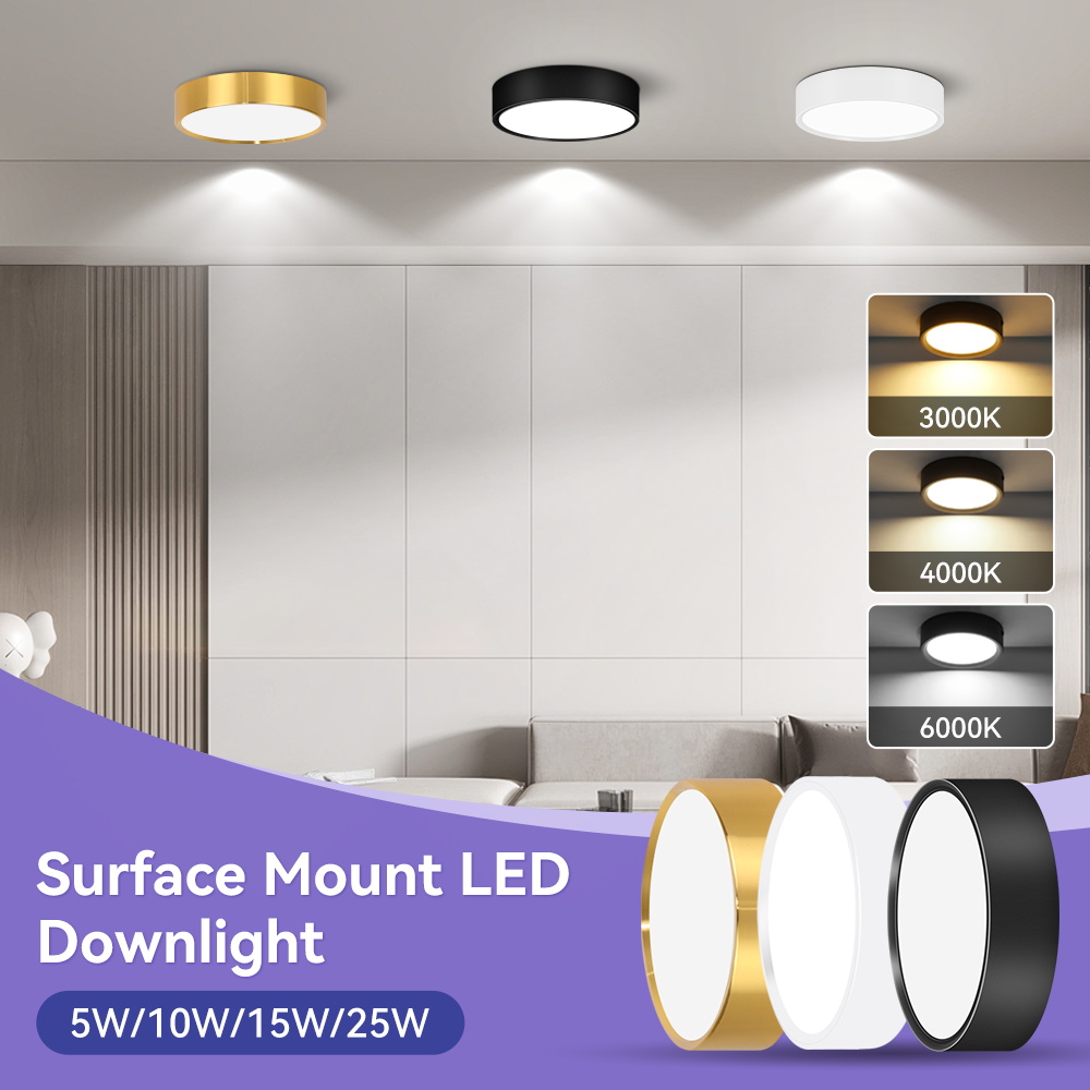 Led-downlight inomhus taklampor 3 färger dekoration nedåtriktad lyster hushållsapparater rumslampor panel gatuarmaturer sovrum led-spotlight
