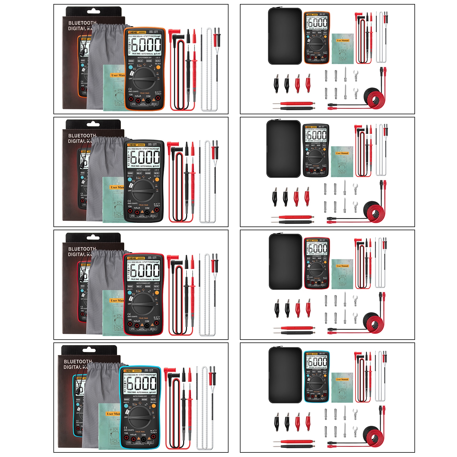 ANENG AN9002 Bluetooth Digital Multimeter 6000 Counts Multimeter RMS AC Current Voltage Tester