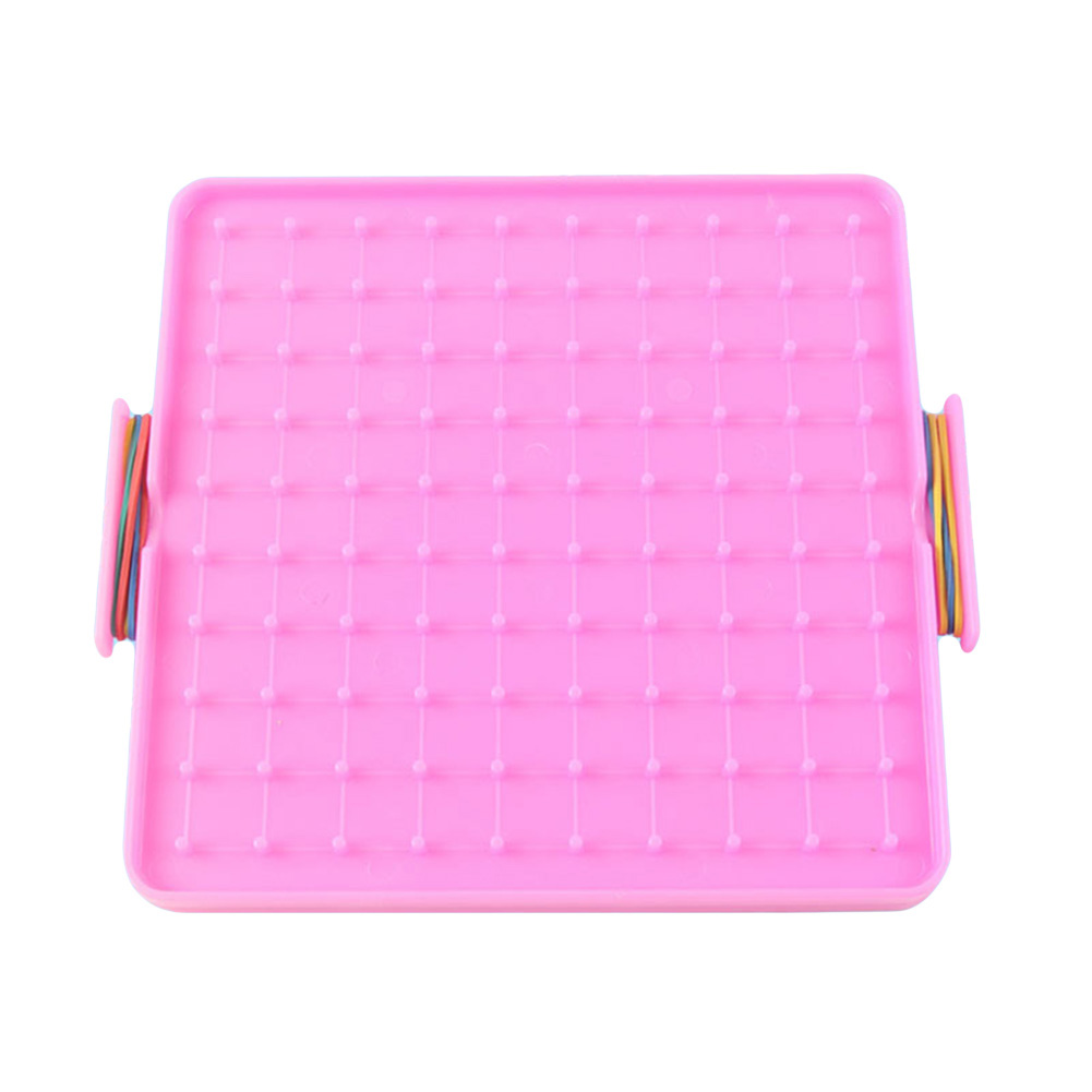 16x16cm Double Sided Geoboard Nails Peg Board Elastic Bands Kids Teaching Aids Educational Early Learning Toys: Pink
