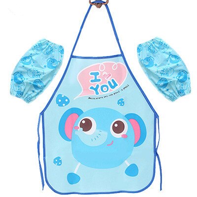 1 Set Kids Apron Adjustable Burp Cloths Feeding With Sleeves Children Painting Kitchen Cooking Waterproof Protection Accessories: b