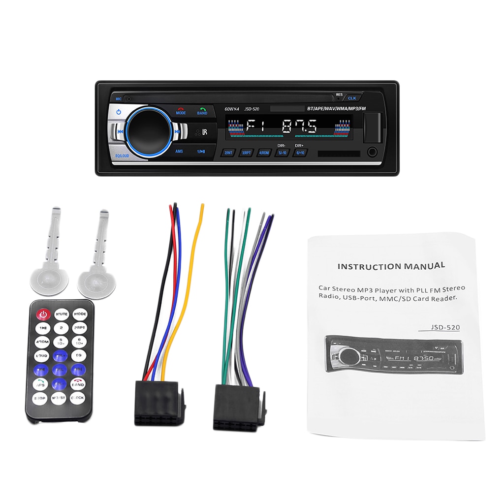 Car Stereo Receiver, Radio Car Receiver With MP3 Player WMA FM Remote Control, USB Port, Hands Free Stereo 4 X 60W
