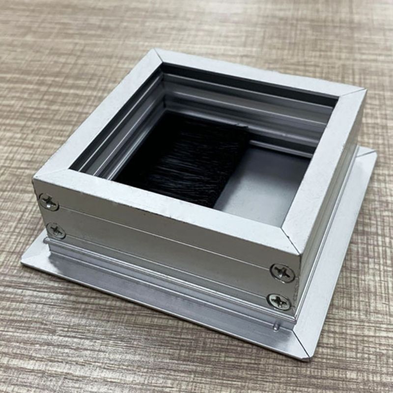 Hardware de oficina negro mate Cable rectangular ojal aluminio cuadrado Pasacables de mesa con varios tamaños