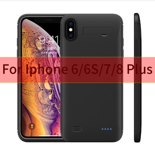 10000mah Power bank case For iPhone 11 Pro Max case Battery Charger Case For iPhone 6 6s 7 8 Plus Power Bank Charging Case: Black 6 6S 7 8 Plus