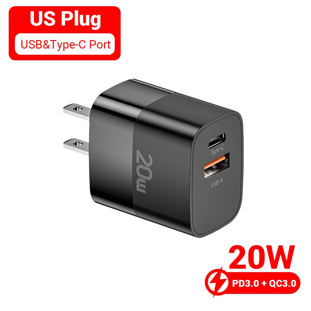 Essager Usb Charger Type C Voor Iphone 13 12 Fast Charger Usb C Quick Charge Voor Samsung Xiaomi 20W wall Charger Adapter: 20W B US A C Plug