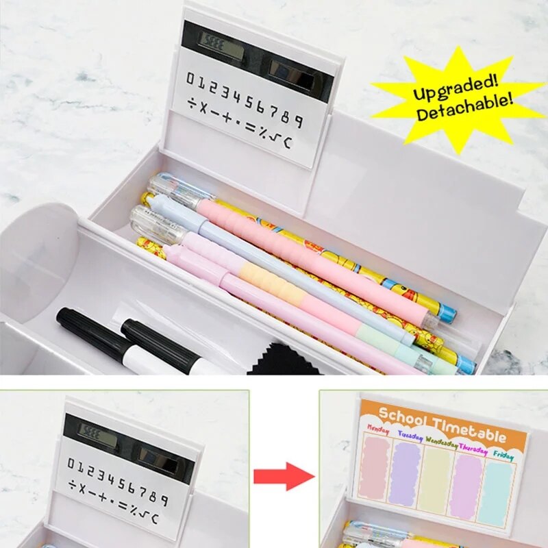 NBX Purple Pencil Case Glitter Cat Pencilcase Aesthetic Sakura Stationery Cute Office Supplies For Girls Pen Boxes And Packaging