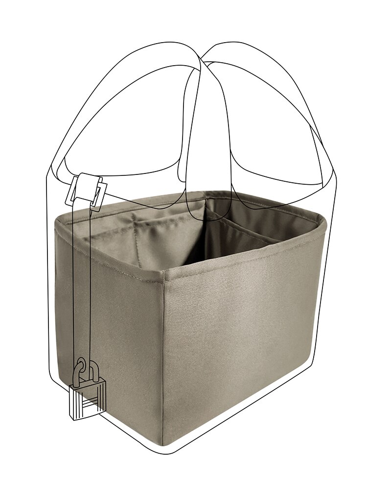 DGAZ Purse Organizer Satin thick Fits H-PC pic-otin 18/22 Bags,Silk ,Luxury Handbag Tote in Bag Shapers , Women: Gris tourterelle / For PC22