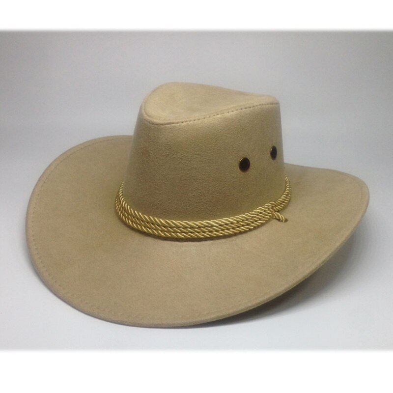 Cowgirl Sun Hat Faux Leather Cowboy Hat Men and Women Travel Caps Western Hats Chapeu Cowboy 9 colors YY0270: Beige cowboy hat