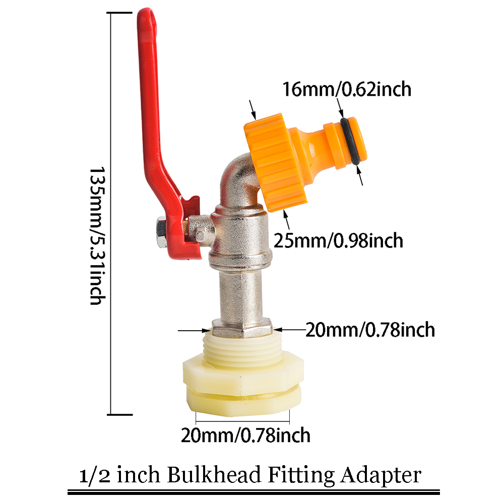 1/2 3/4 Zoll PVC-Schott-Wassertank-Anschluss-Adapter, passend für Stecker, Montage, Entwässerung für Regenfässer, Aquarien: YELLOW