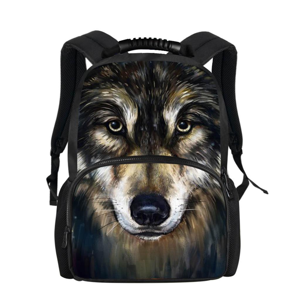 Twoheartsgirl Cool Animal Wolf Print School Backpack for Boys 3d Kids Bagpack Printing Men Student Laptop Backpack 17inch: Z3207A