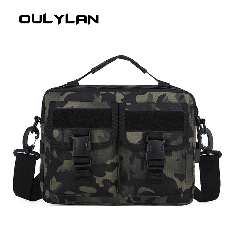 Oulylan Camouflage Shoulder Bag for Men Outdoor Crossbody Back Small Tool Bag USB Charging Handbag Sport Hiking Bag: army green