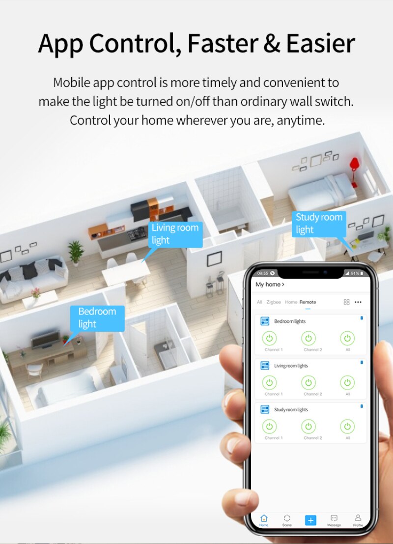 2.4G 1/2/3 Gang Smart Wall Switch Single Live Wire No-Neutral Line Smart Touch Switch Bluetooth Protocol EWeLink APP Control