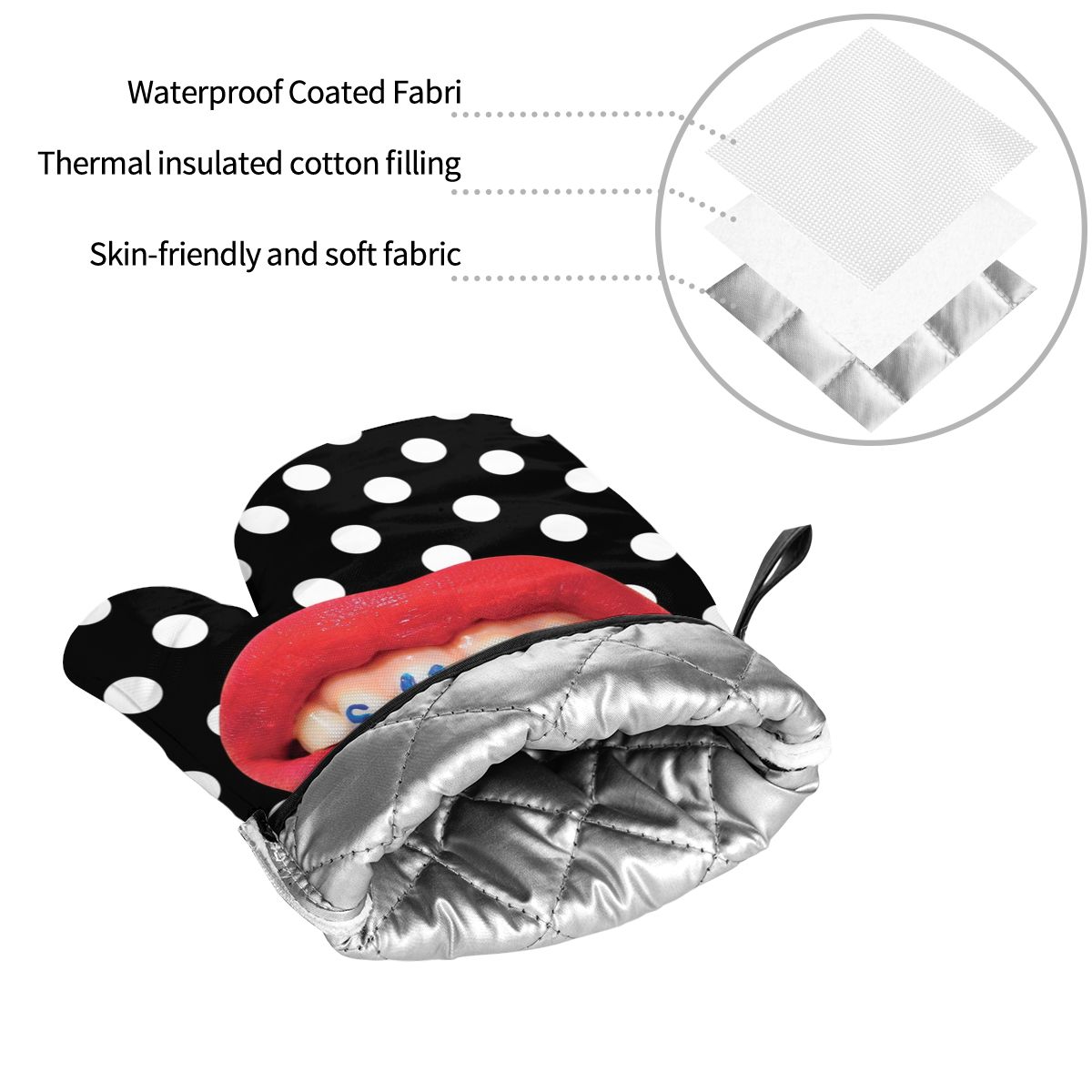Sexy Red Lips Oven Mitts and Pot Holders Sets of 4 for Cooking Baking Heat Resistant Funny Kitchen BBQ Gloves Potholders